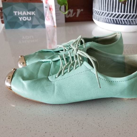 lace up flats shoes mint green color - Picture 6 of 7